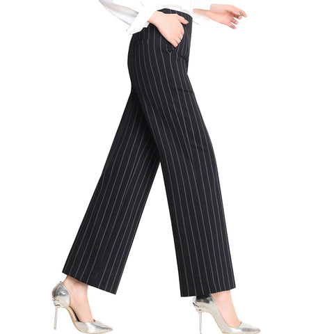 Spring and summer new high waist elastic waist loose Korean trousers women's casual pants