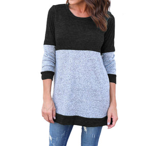 Women's shirts  hot sale stitching sweater T-shirt