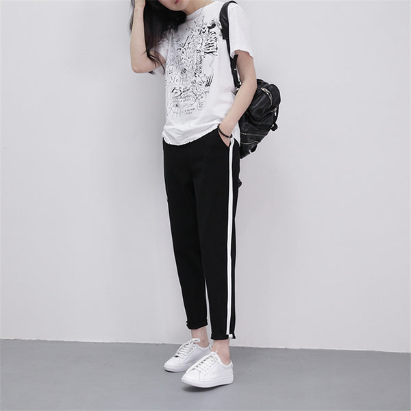 Spring and summer sports pants women's large size loose casual feet harem pants