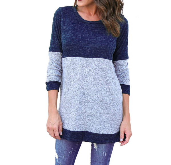 Women's shirts  hot sale stitching sweater T-shirt