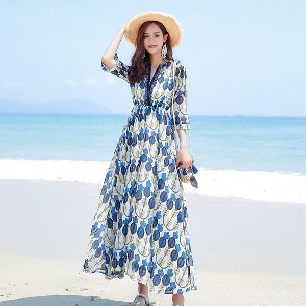 Beach skirt chiffon sling floral dress