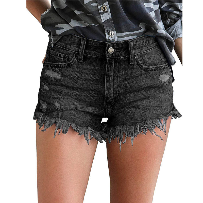 Spring hole tassels shorts