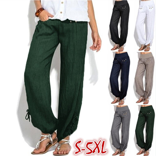 Casual loose low waist wide leg pants