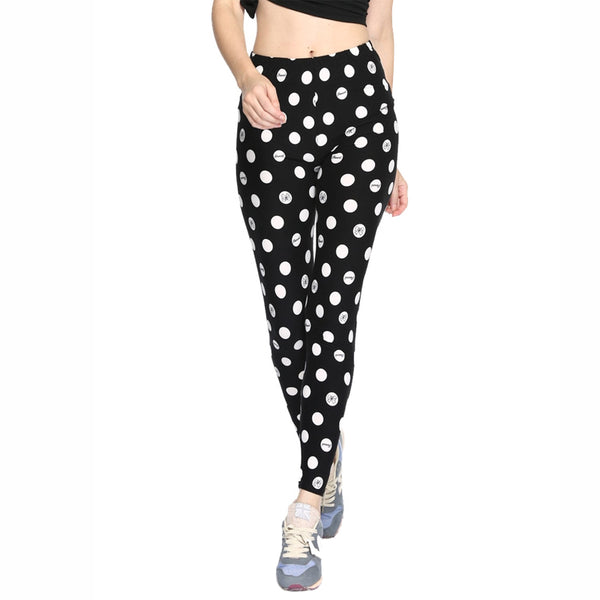 Women's Leggings Dots Bow Pattern Printing Elastic Waist Skinny Fashion Base Trousers