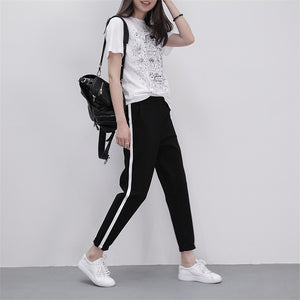 Spring and summer sports pants women's large size loose casual feet harem pants