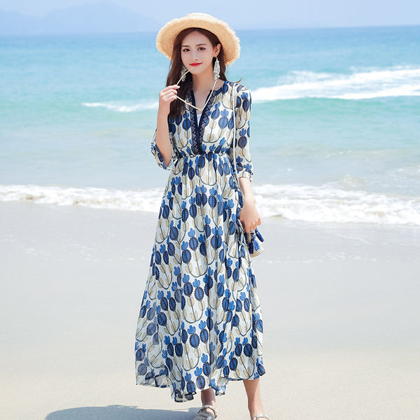 Beach skirt chiffon sling floral dress