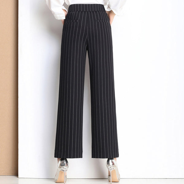 Spring and summer new high waist elastic waist loose Korean trousers women's casual pants