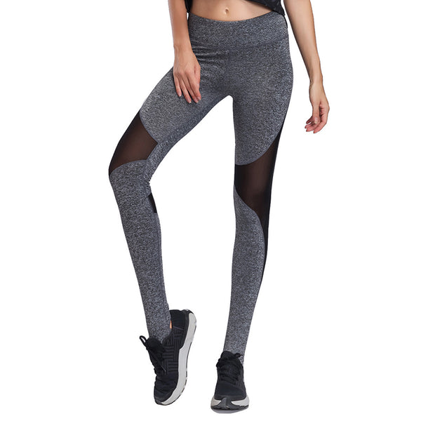 Mesh Insert Heathered Knit Stirrup Leggings trousers