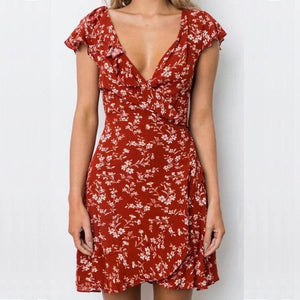 European and American style women's printed dress spring and summer new beach seaside holiday women's clothing YY046
