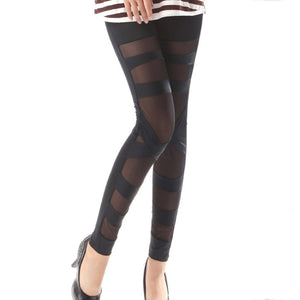 Hollow Out Design Pure Color Leggings