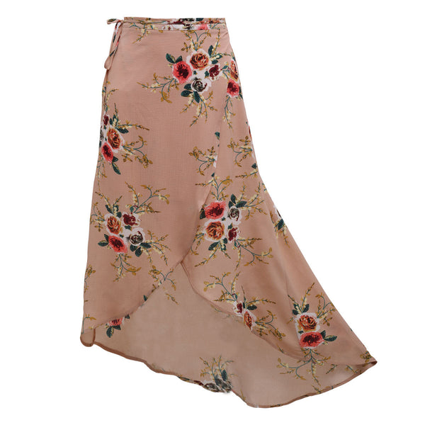 irregular split print skirt