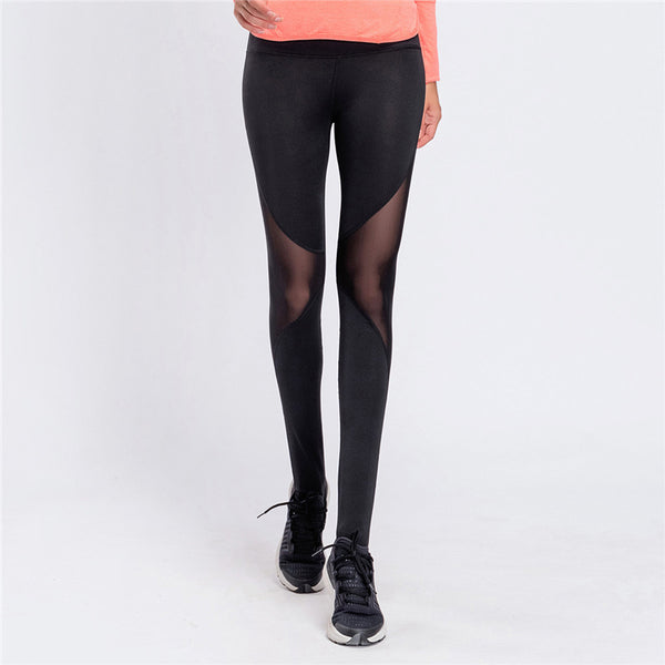 Mesh Insert Heathered Knit Stirrup Leggings trousers