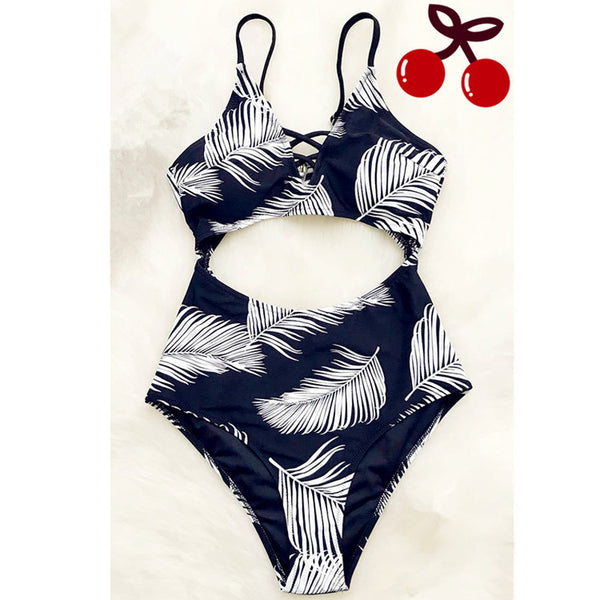 Women's one-piece printed triangle swimsuit