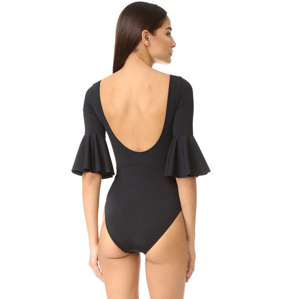 2019 Europe and the United States  sexy Siamese women's swimwear hot springs surfing diving long-sleeved swimsuit