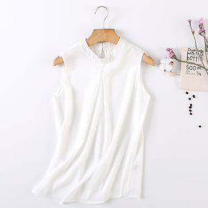 Spring and summer new high collar chiffon vest double sleeveless t-shirt loose sling