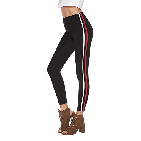Autumn and winter new European and American striped leggings casual nine pants