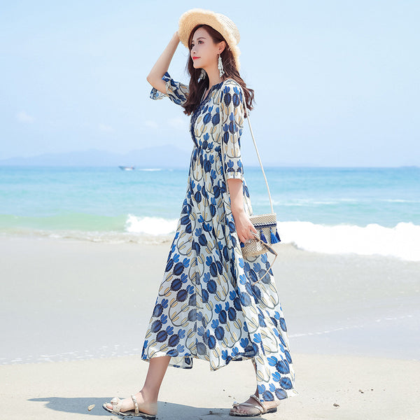 Beach skirt chiffon sling floral dress