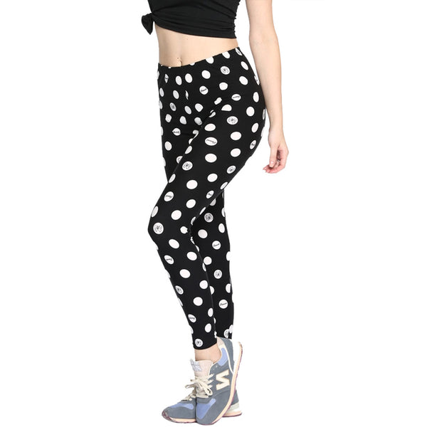 Women's Leggings Dots Bow Pattern Printing Elastic Waist Skinny Fashion Base Trousers