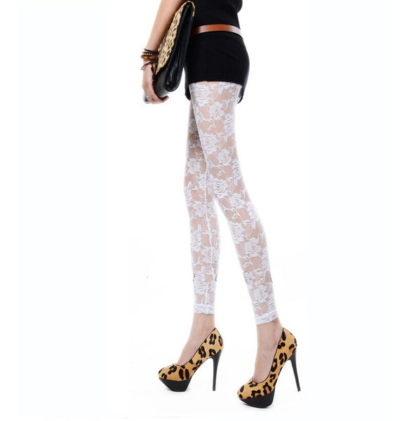 Women's Leggings Floral Lace Patched Solid Leggings