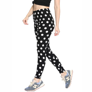 Women's Leggings Dots Bow Pattern Printing Elastic Waist Skinny Fashion Base Trousers