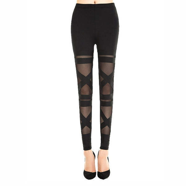 Hollow Out Design Pure Color Leggings