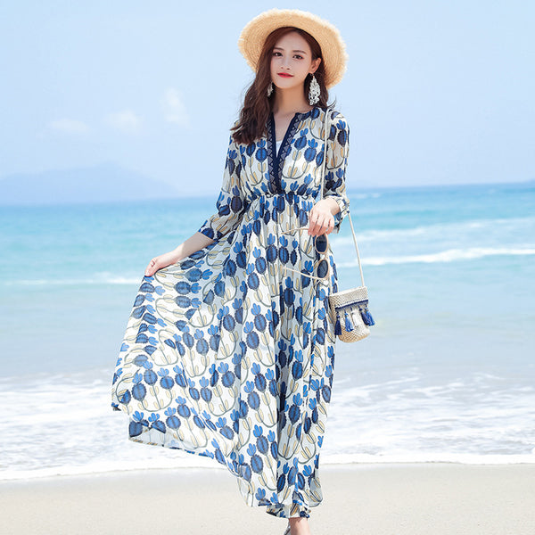 Beach skirt chiffon sling floral dress